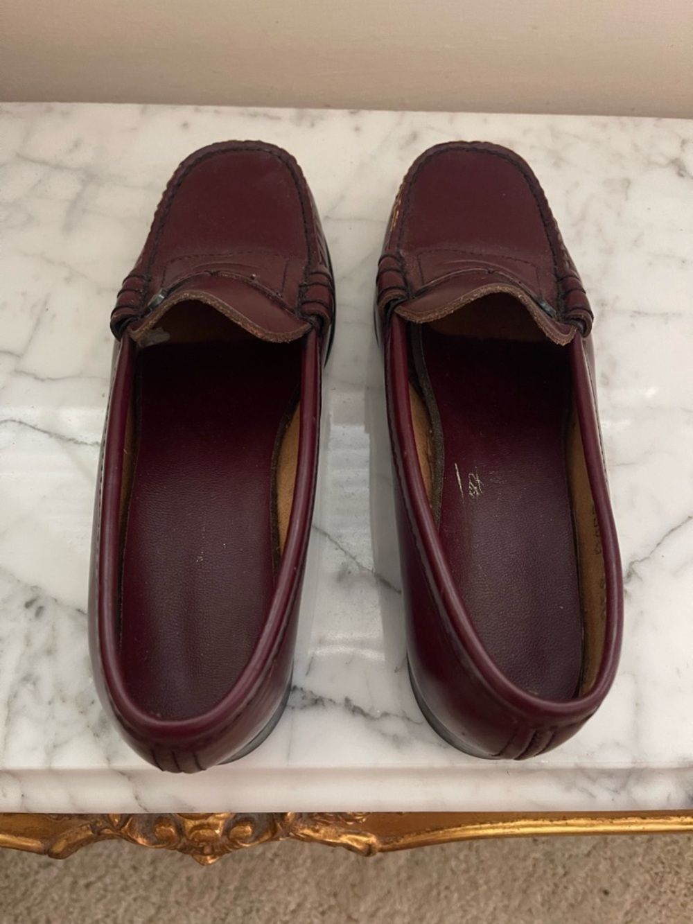 Vintage Women’s Burgundy Leather Penny Loafers Size 5.5 - Picture 7 of 12